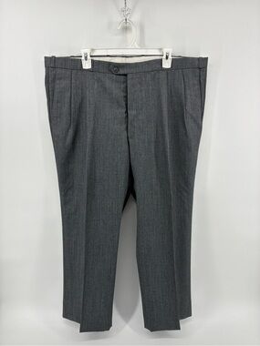 Pronto Uomo Wool Blend Front Crease Pleated Classic Gray Dress Pants